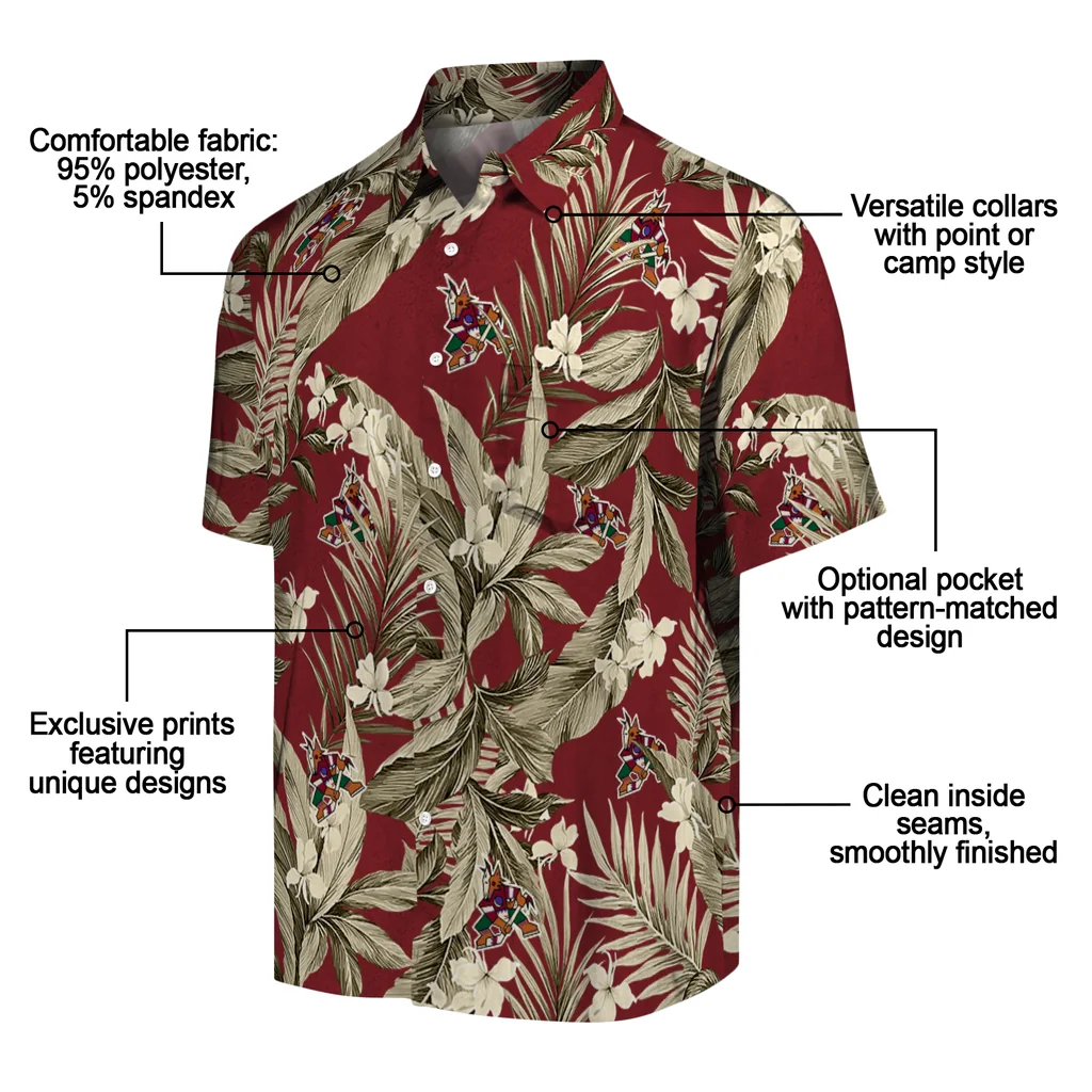 Arizona Coyotes Hawaiian Shirt - Palm Leaves 5 Arizona Coyotes Hawaiian Shirt - Palm Leaves - Image 5