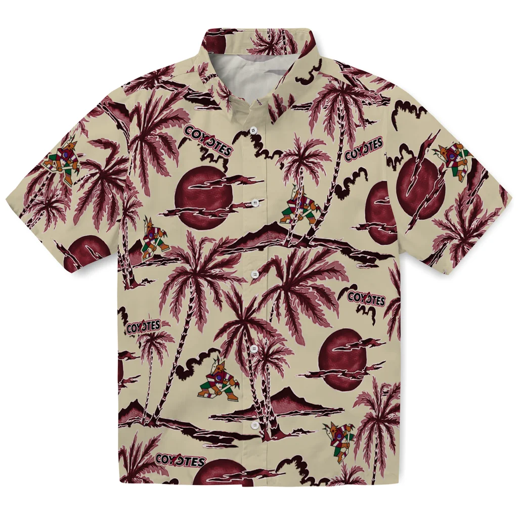Arizona Coyotes Hawaiian Shirt - Palm Sunset 1 Arizona Coyotes Hawaiian Shirt - Palm Sunset