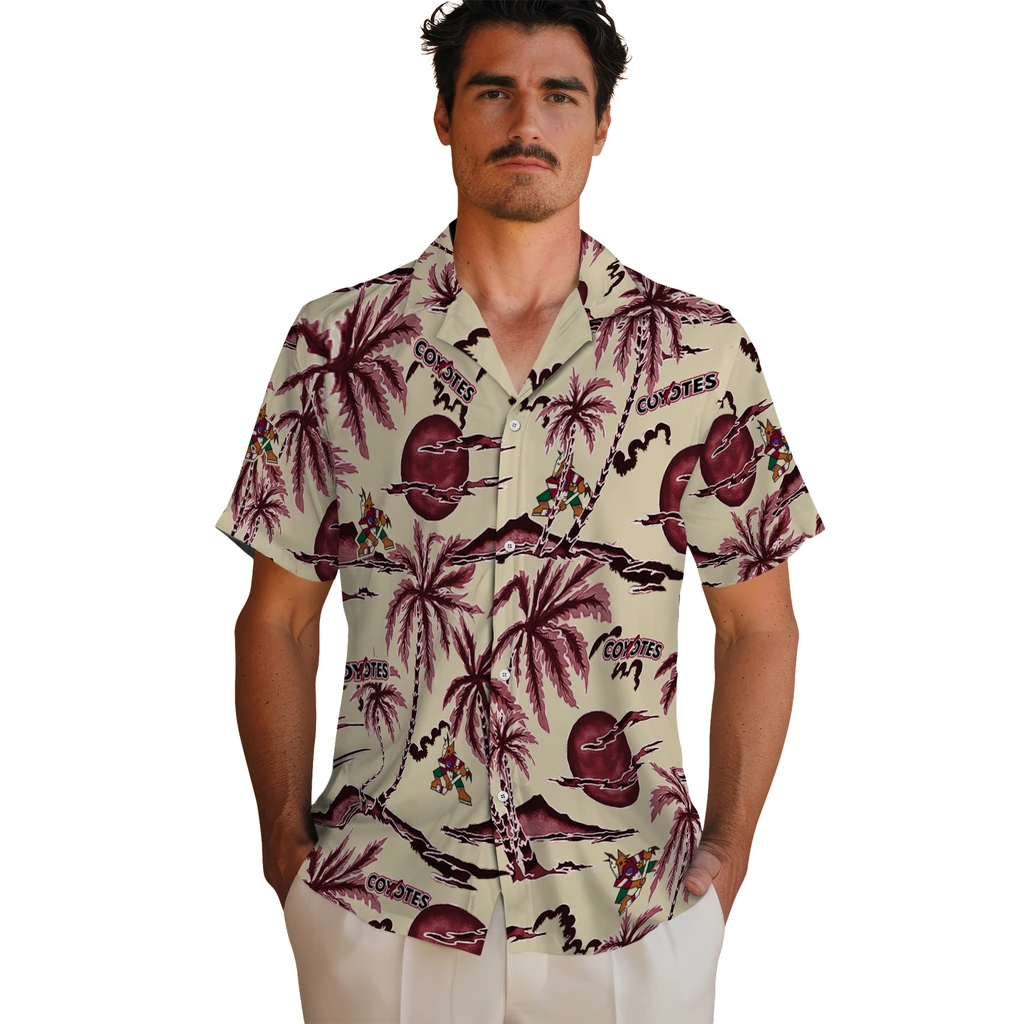 Arizona Coyotes Hawaiian Shirt - Palm Sunset 2 Arizona Coyotes Hawaiian Shirt - Palm Sunset - Image 2