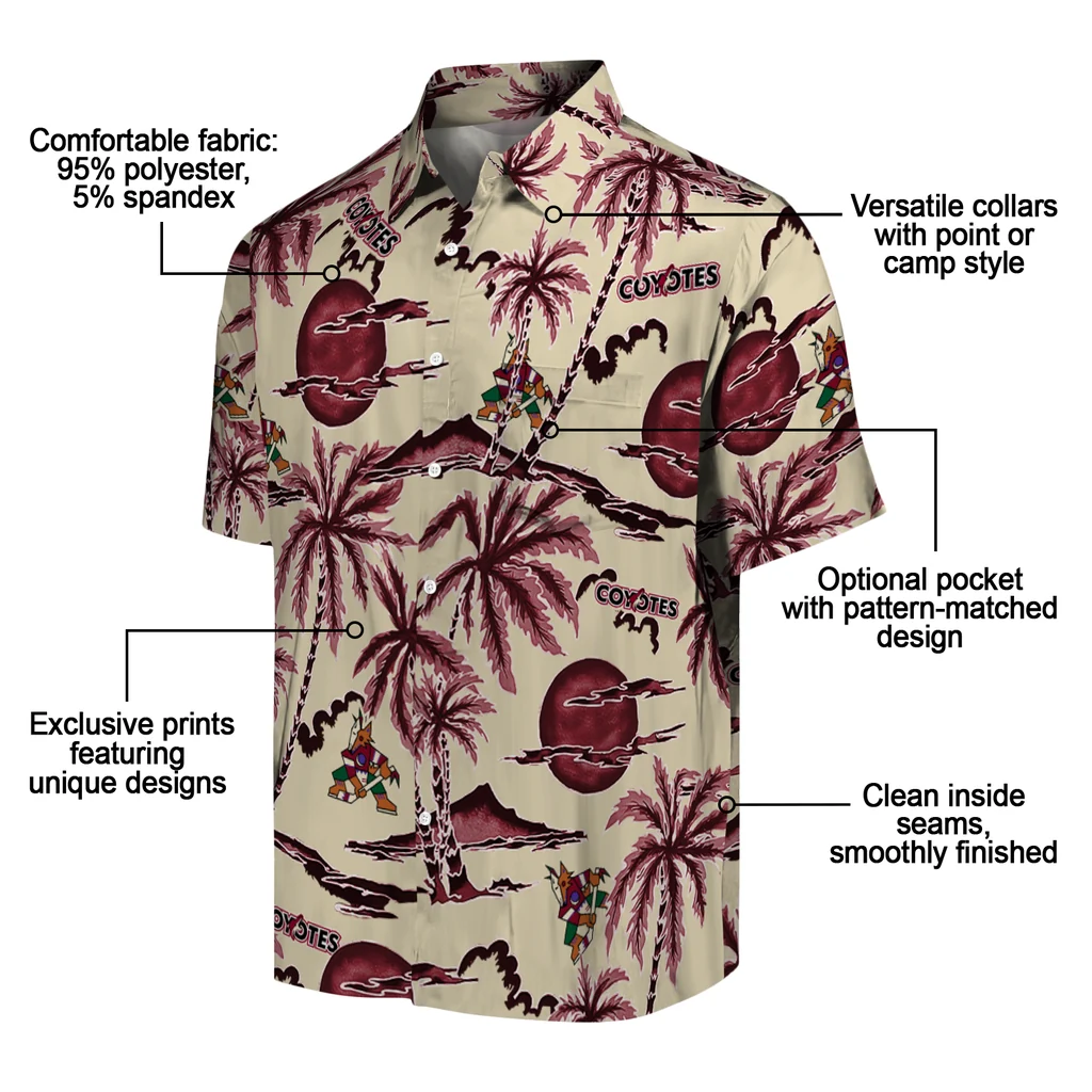 Arizona Coyotes Hawaiian Shirt - Palm Sunset 5 Arizona Coyotes Hawaiian Shirt - Palm Sunset - Image 5