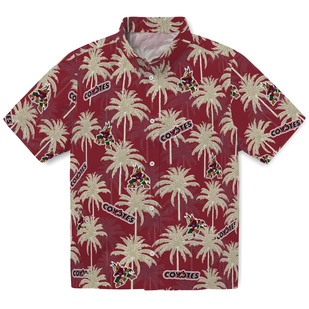 Arizona Coyotes Hawaiian Shirt - Palm Tree Motif 1 Arizona Coyotes Hawaiian Shirt - Palm Tree Motif