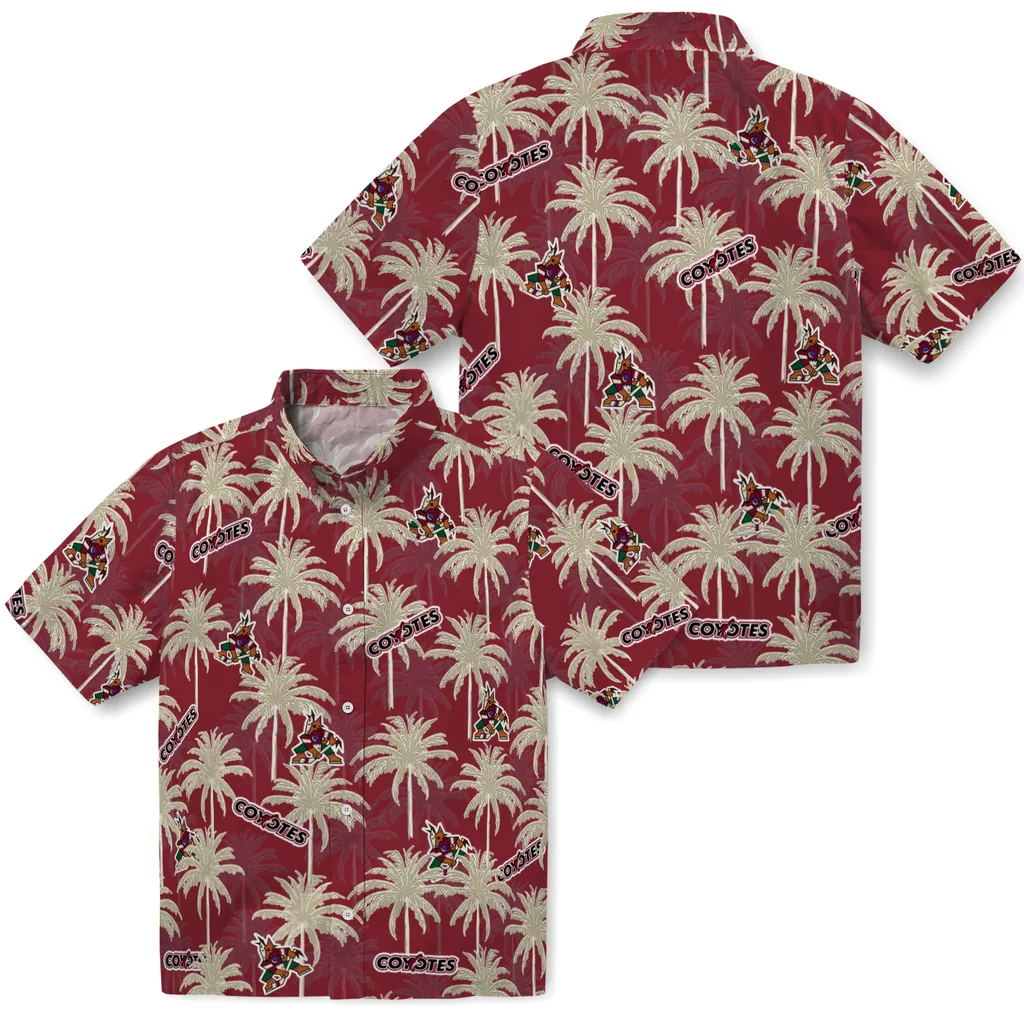 Arizona Coyotes Hawaiian Shirt - Palm Tree Motif 3 Arizona Coyotes Hawaiian Shirt - Palm Tree Motif - Image 3