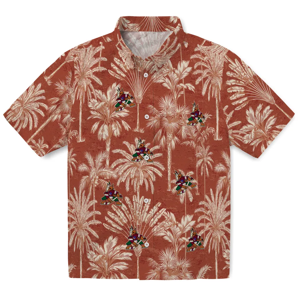Arizona Coyotes Hawaiian Shirt - Vintage Palm Tree 1 Arizona Coyotes Hawaiian Shirt - Vintage Palm Tree