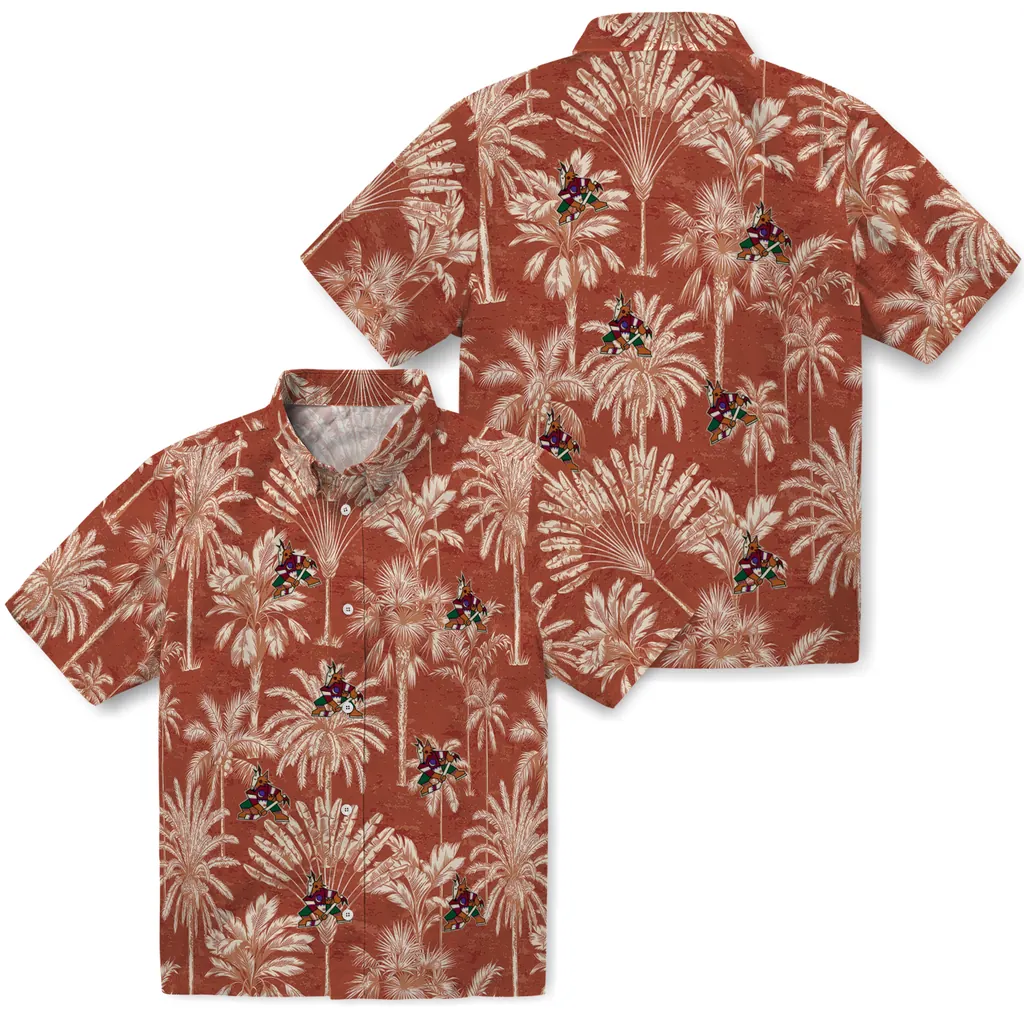 Arizona Coyotes Hawaiian Shirt - Vintage Palm Tree 3 Arizona Coyotes Hawaiian Shirt - Vintage Palm Tree - Image 3