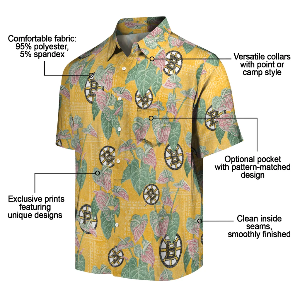 Boston Bruins Hawaiian Shirt - Anthurium Overlay 5 Boston Bruins Hawaiian Shirt - Anthurium Overlay - Image 5