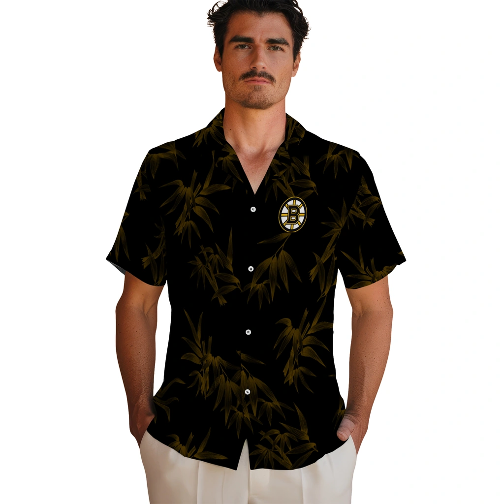 Boston Bruins Hawaiian Shirt - Bamboo Branches 2 Boston Bruins Hawaiian Shirt - Bamboo Branches - Image 2