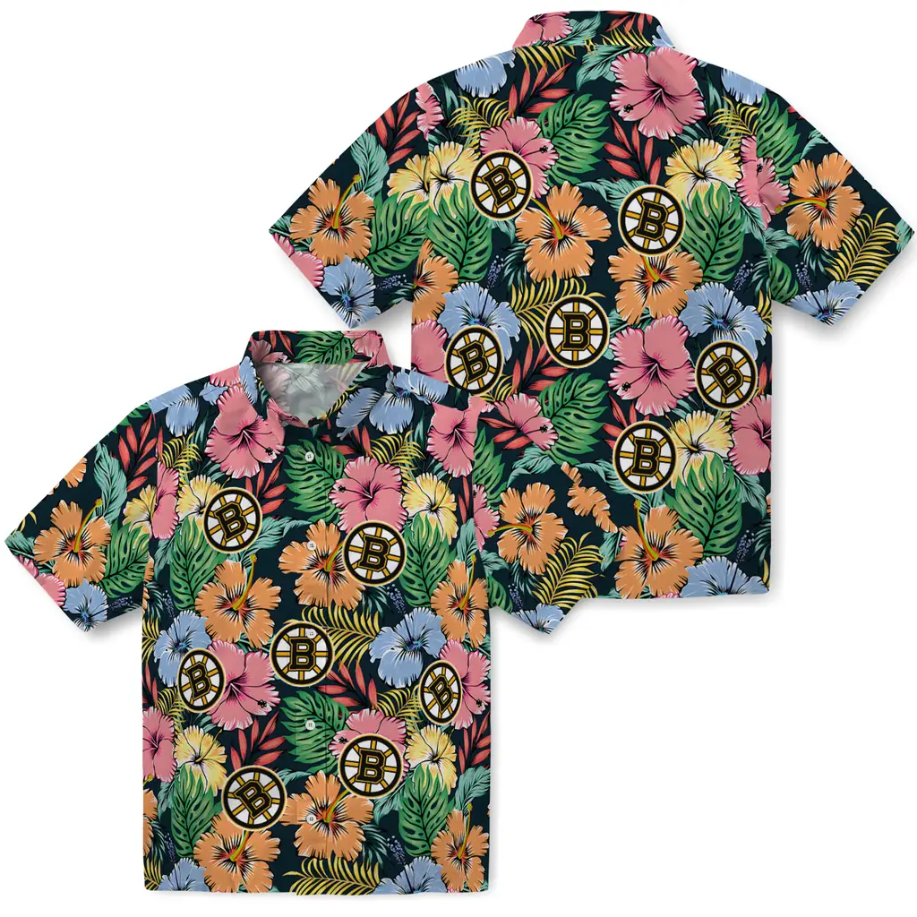 Boston Bruins Hawaiian Shirt - Brilliant Hibiscus Garden 3 Boston Bruins Hawaiian Shirt - Brilliant Hibiscus Garden - Image 3