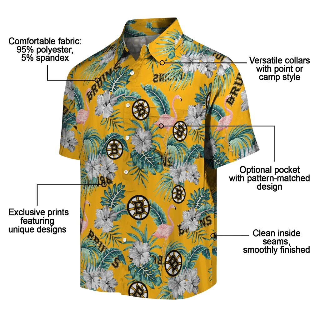 Boston Bruins Hawaiian Shirt - Flamingo and Hibiscus 5 Boston Bruins Hawaiian Shirt - Flamingo and Hibiscus - Image 5