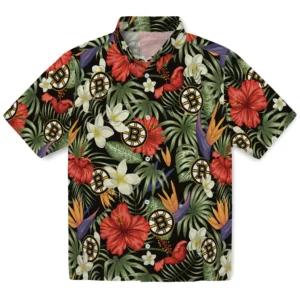 Boston Bruins Hawaiian Shirt - Hawaii Floral Hibiscus