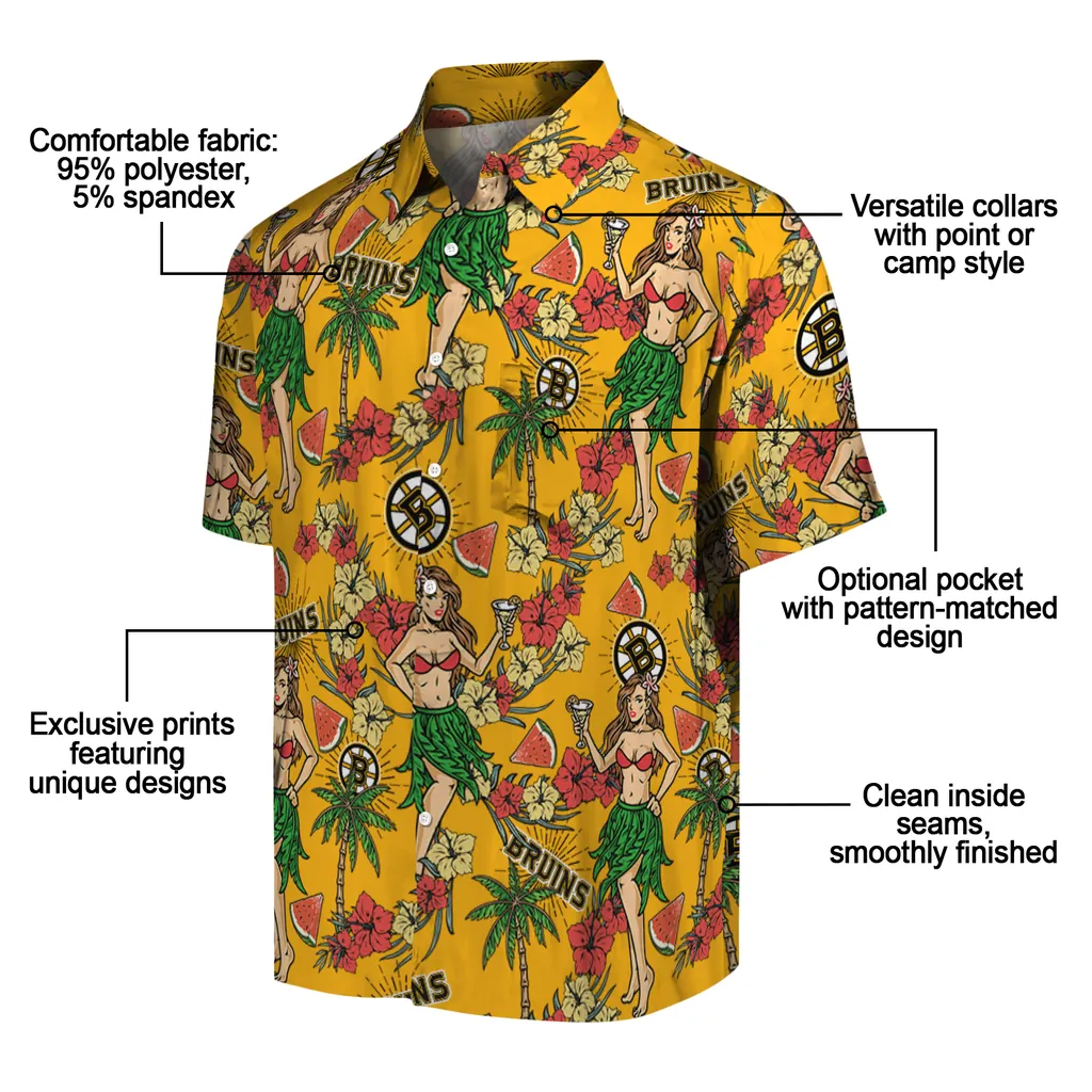 Boston Bruins Hawaiian Shirt - Hawaiian Girls Design 5 Boston Bruins Hawaiian Shirt - Hawaiian Girls Design - Image 5
