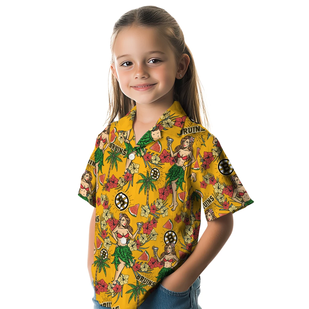 Boston Bruins Hawaiian Shirt - Hawaiian Girls Design 6 Boston Bruins Hawaiian Shirt - Hawaiian Girls Design - Image 6