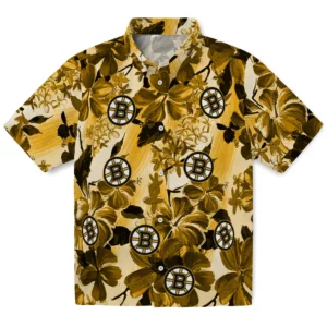 Boston Bruins Hawaiian Shirt - Hibiscus Arrangement