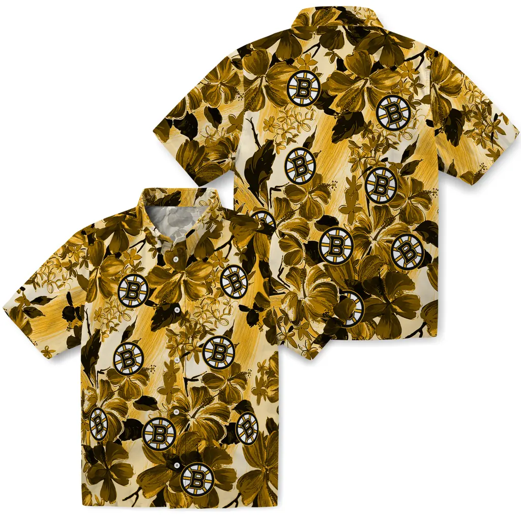 Boston Bruins Hawaiian Shirt - Hibiscus Arrangement 3 Boston Bruins Hawaiian Shirt - Hibiscus Arrangement - Image 3