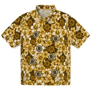 Boston Bruins Hawaiian Shirt - Hibiscus Blooms