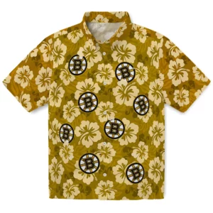 Boston Bruins Hawaiian Shirt - Hibiscus Cluster