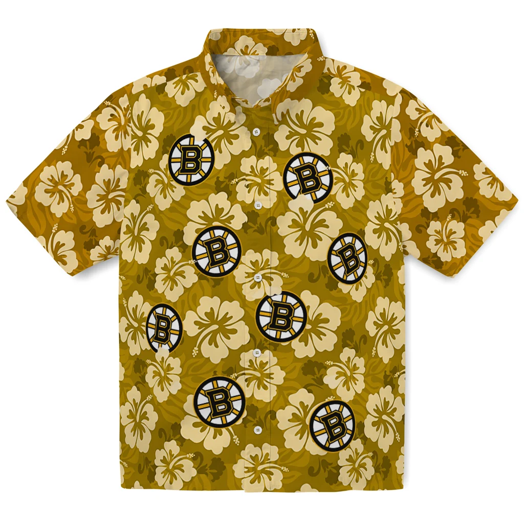 Boston Bruins Hawaiian Shirt - Hibiscus Cluster 1 Boston Bruins Hawaiian Shirt - Hibiscus Cluster