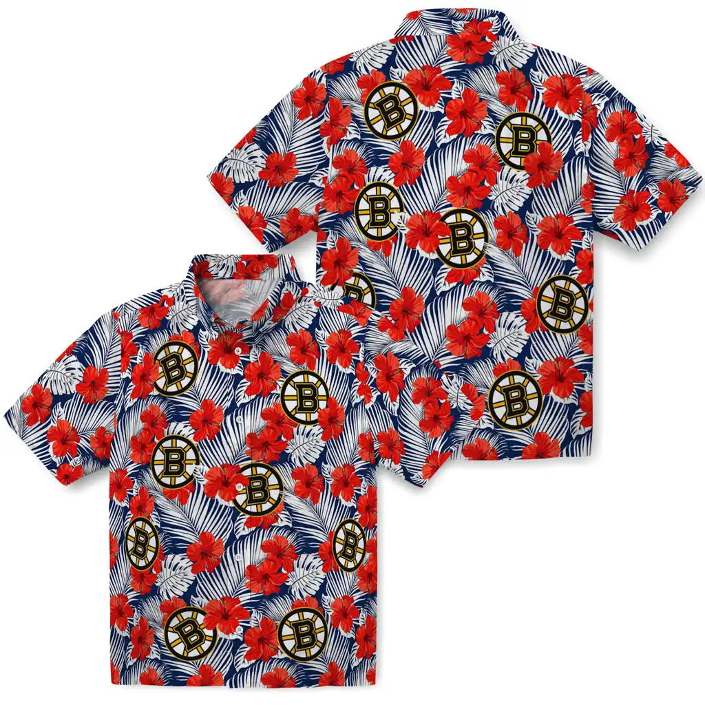 Boston Bruins Hawaiian Shirt - Hibiscus Fiesta 3 Boston Bruins Hawaiian Shirt - Hibiscus Fiesta - Image 3