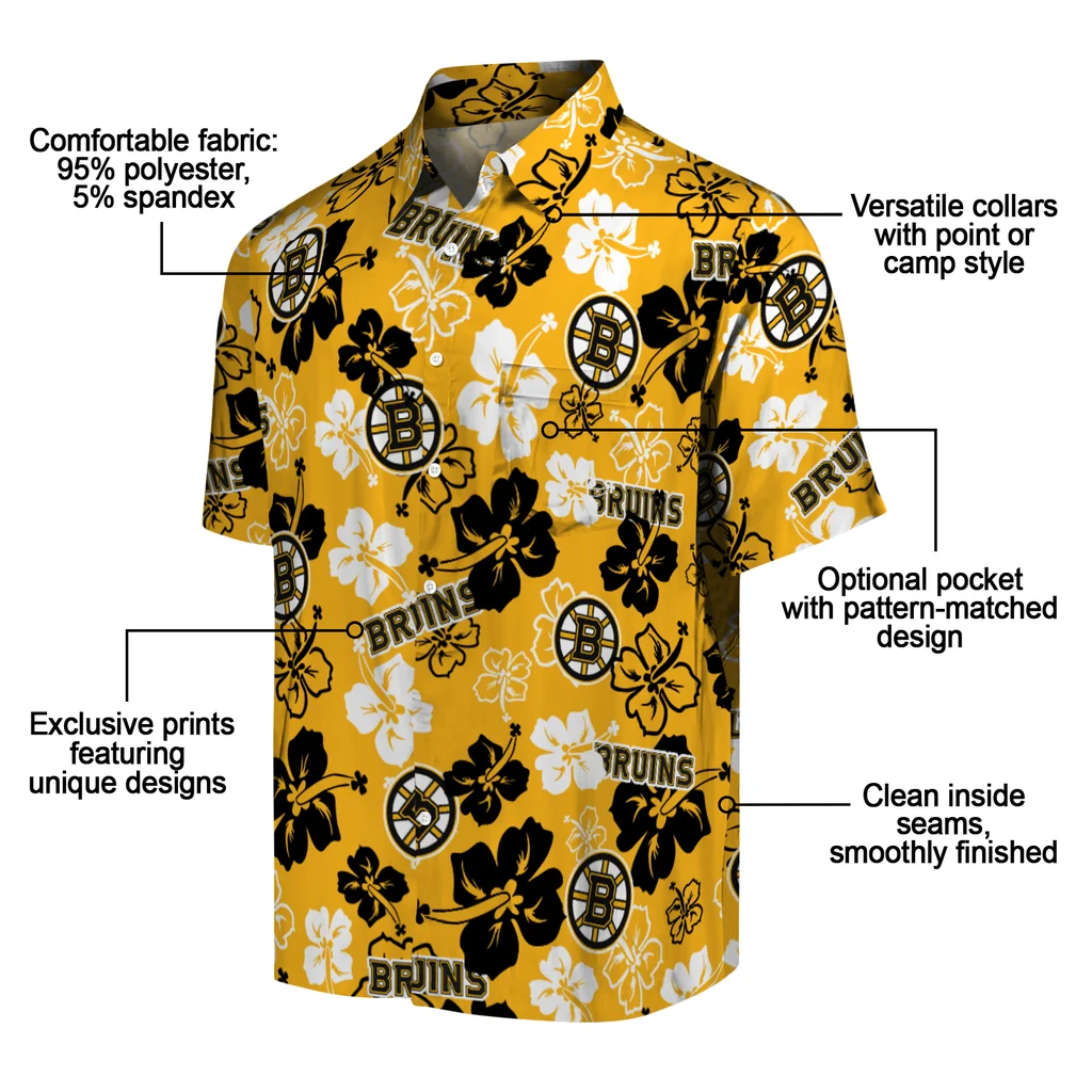 Boston Bruins Hawaiian Shirt - Hibiscus Flower Design 5 Boston Bruins Hawaiian Shirt - Hibiscus Flower Design - Image 5