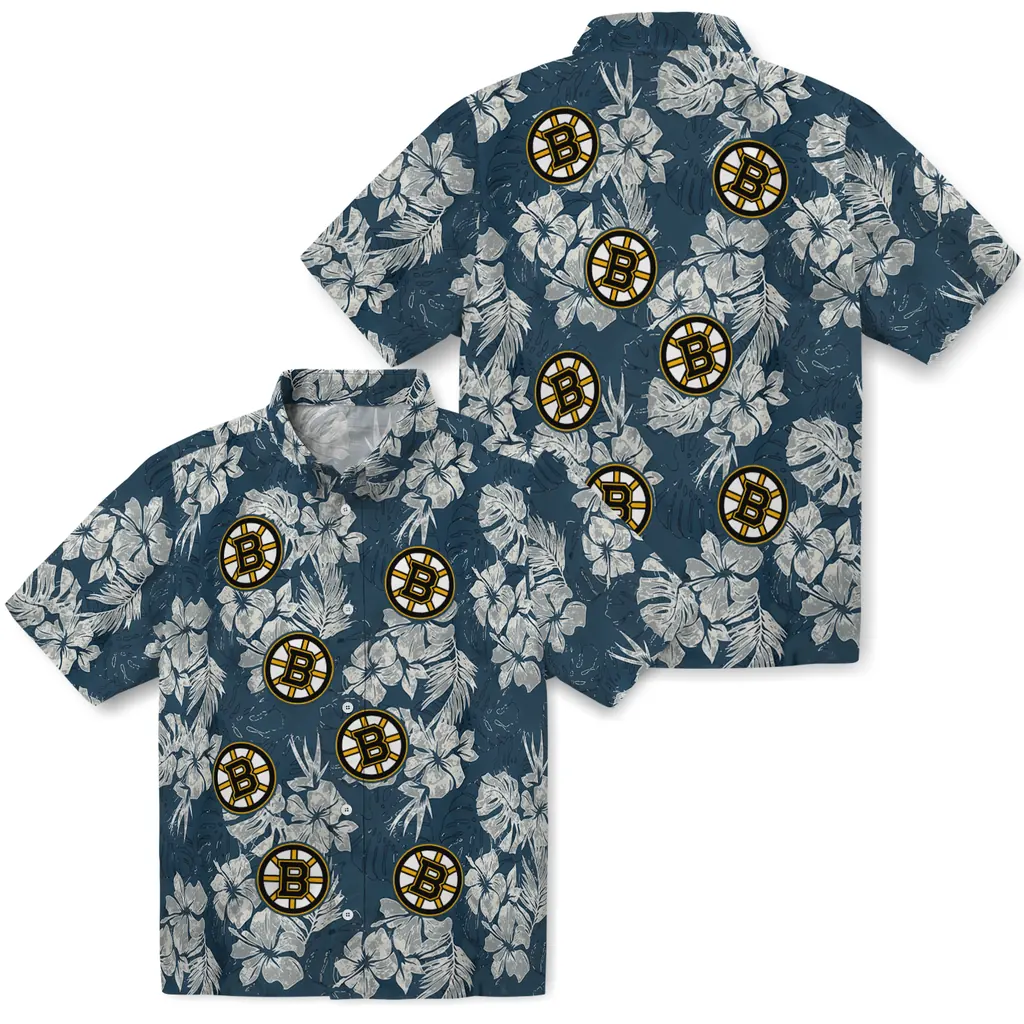 Boston Bruins Hawaiian Shirt - Hibiscus Flowers 3 Boston Bruins Hawaiian Shirt - Hibiscus Flowers - Image 3