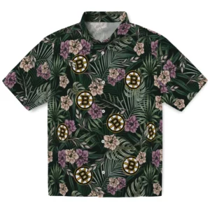 Boston Bruins Hawaiian Shirt - Hibiscus Leaves Pattern