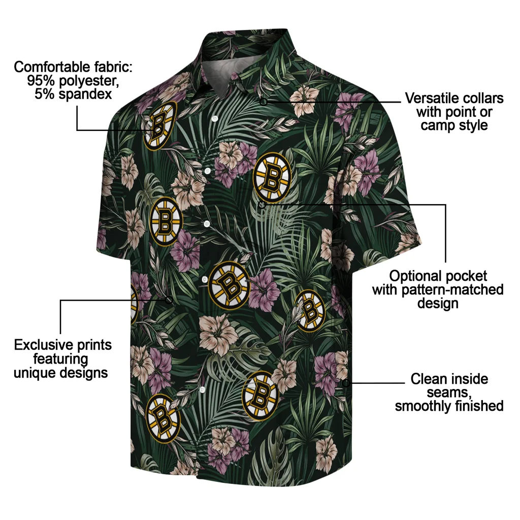 Boston Bruins Hawaiian Shirt - Hibiscus Leaves Pattern 5 Boston Bruins Hawaiian Shirt - Hibiscus Leaves Pattern - Image 5