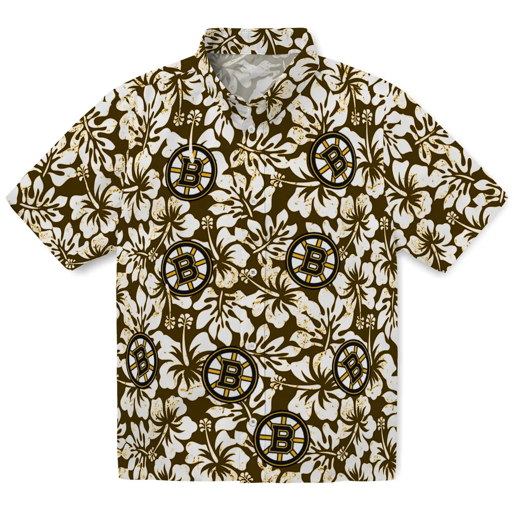Boston Bruins Hawaiian Shirt - Hibiscus Motif 1 Boston Bruins Hawaiian Shirt - Hibiscus Motif
