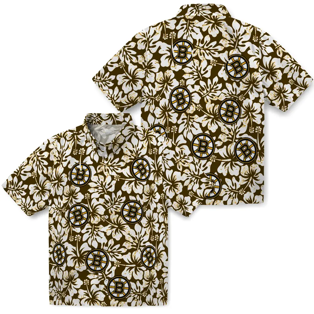 Boston Bruins Hawaiian Shirt - Hibiscus Motif 3 Boston Bruins Hawaiian Shirt - Hibiscus Motif - Image 3