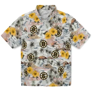 Boston Bruins Hawaiian Shirt - Hibiscus Seaside