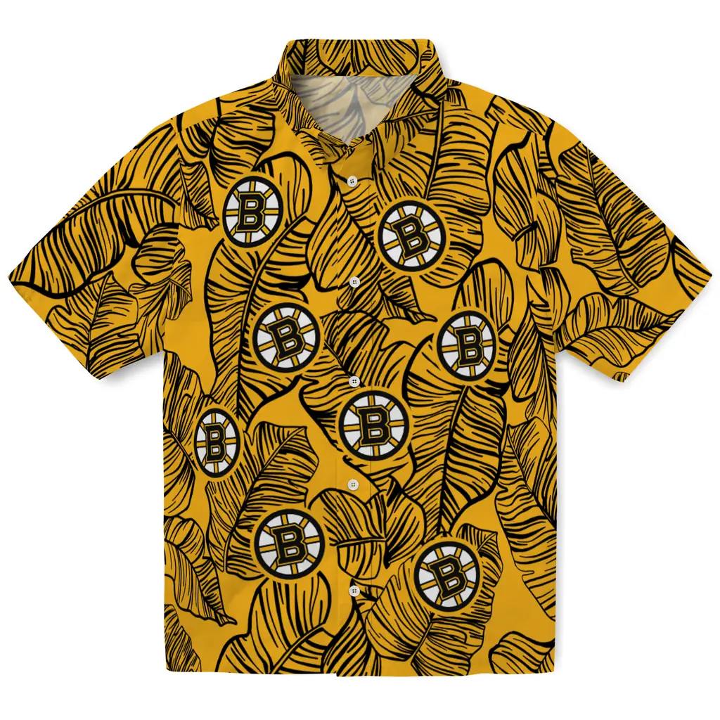 Boston Bruins Hawaiian Shirt - Leaf Outline 1 Boston Bruins Hawaiian Shirt - Leaf Outline