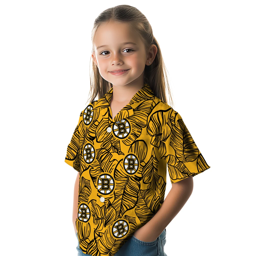 Boston Bruins Hawaiian Shirt - Leaf Outline 6 Boston Bruins Hawaiian Shirt - Leaf Outline - Image 6