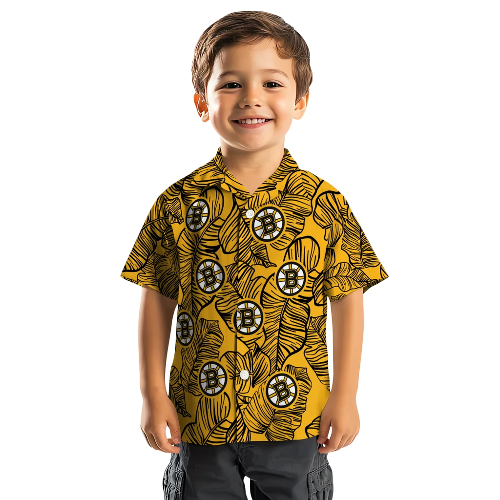 Boston Bruins Hawaiian Shirt - Leaf Outline 7 Boston Bruins Hawaiian Shirt - Leaf Outline - Image 7