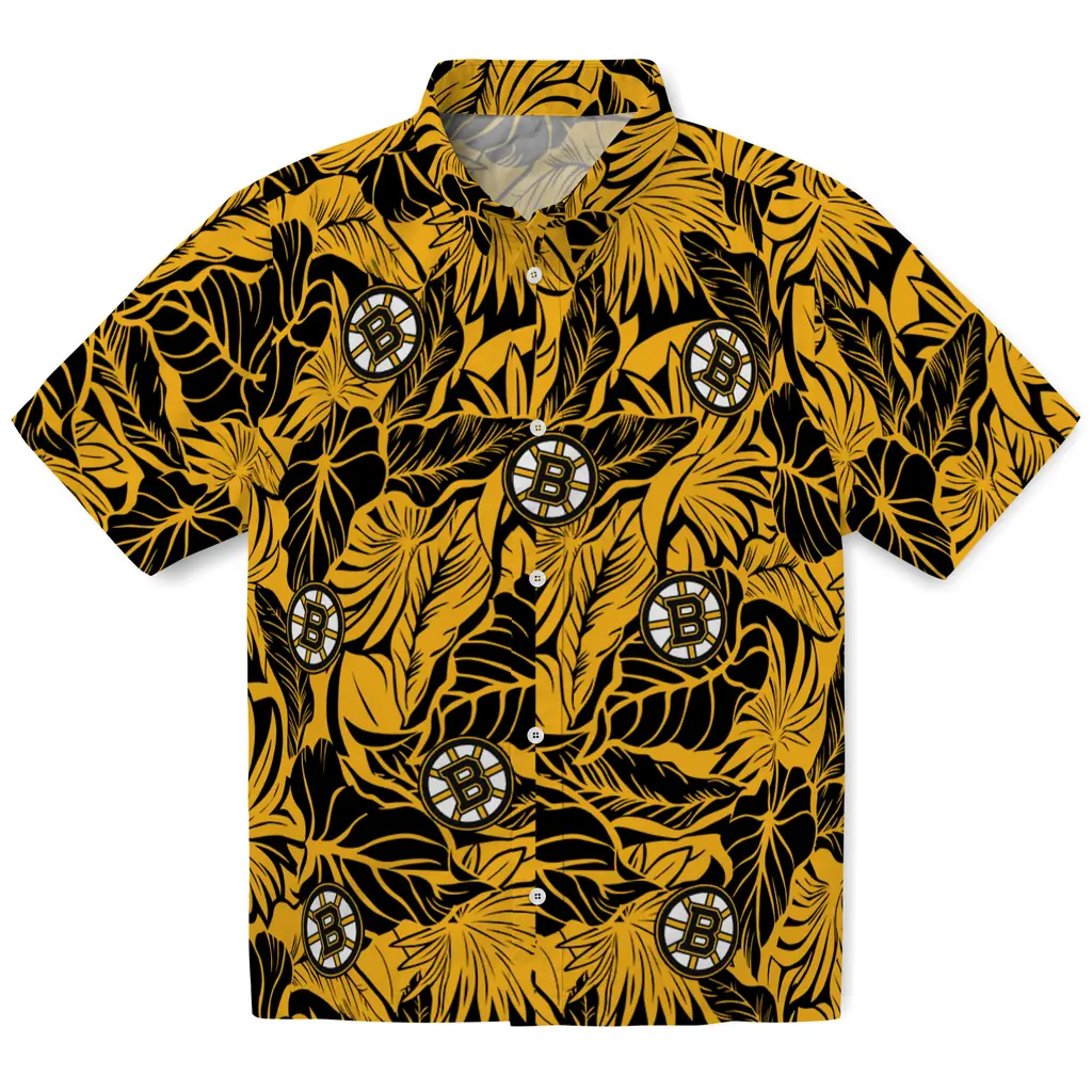 Boston Bruins Hawaiian Shirt - Monstera Layer 1 Boston Bruins Hawaiian Shirt - Monstera Layer