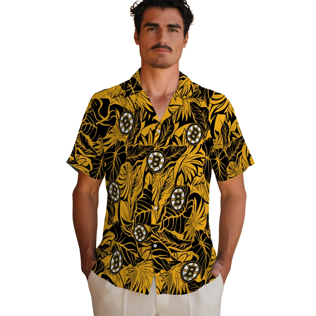 Boston Bruins Hawaiian Shirt - Monstera Layer 2 Boston Bruins Hawaiian Shirt - Monstera Layer - Image 2