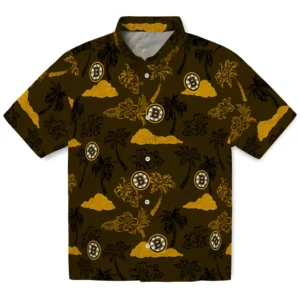 Boston Bruins Hawaiian Shirt - Palm And Clouds