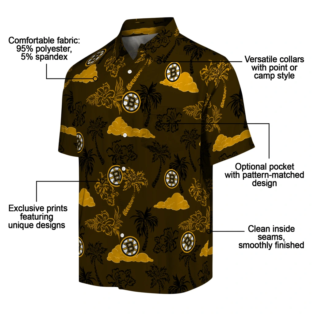 Boston Bruins Hawaiian Shirt - Palm And Clouds 5 Boston Bruins Hawaiian Shirt - Palm And Clouds - Image 5
