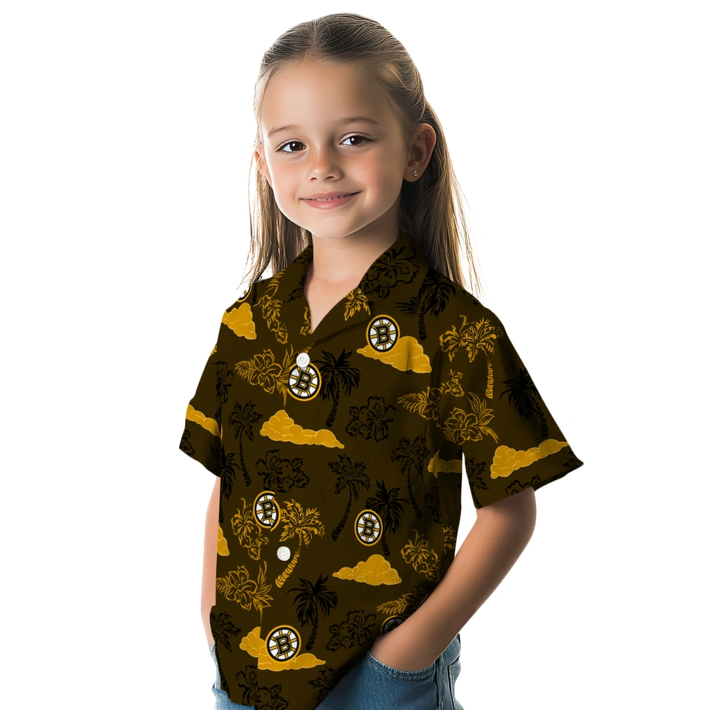 Boston Bruins Hawaiian Shirt - Palm And Clouds 6 Boston Bruins Hawaiian Shirt - Palm And Clouds - Image 6