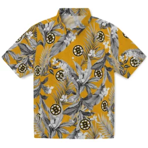 Boston Bruins Hawaiian Shirt - Palm Leaves