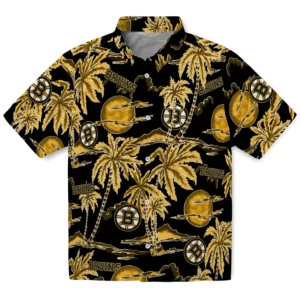 Boston Bruins Hawaiian Shirt - Palm Sunset