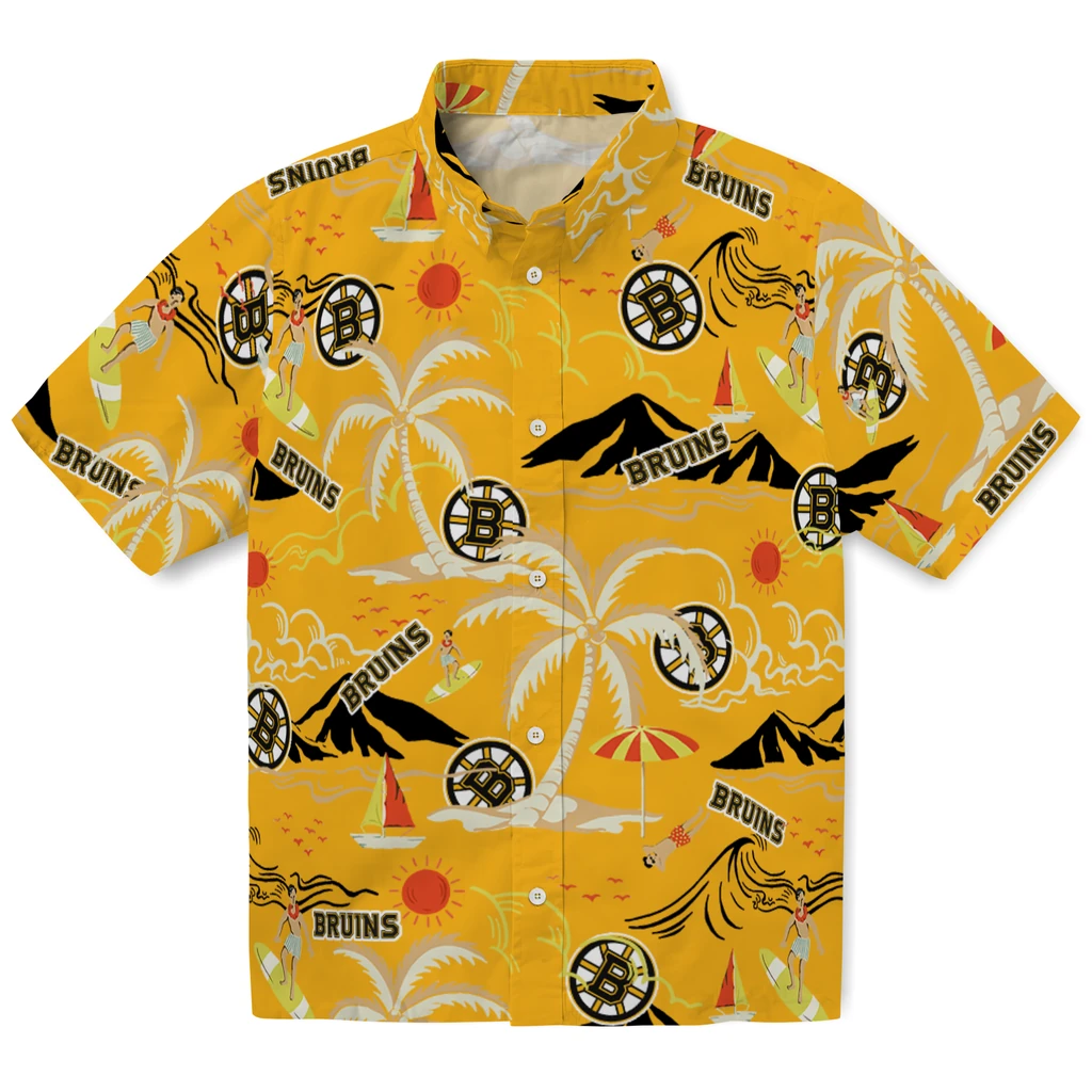Boston Bruins Hawaiian Shirt - Palm Tree Island 1 Boston Bruins Hawaiian Shirt - Palm Tree Island