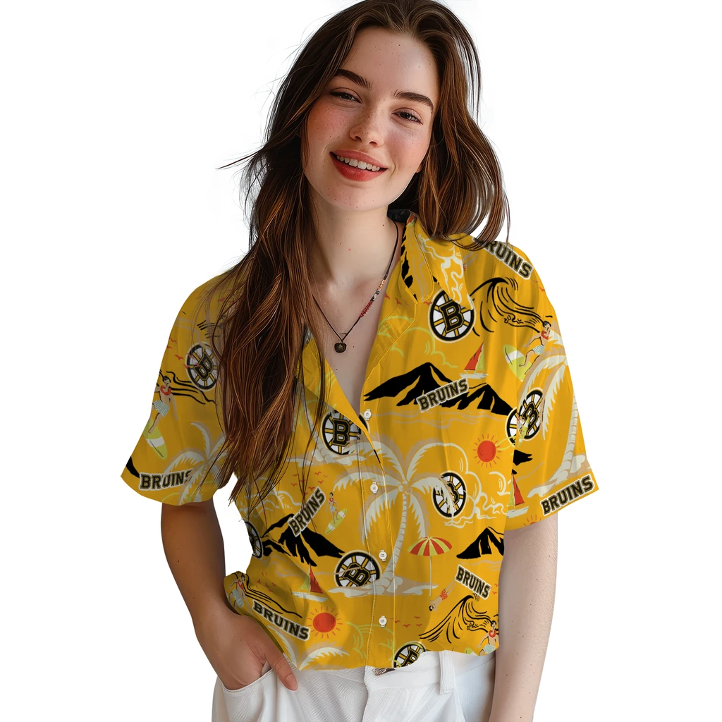 Boston Bruins Hawaiian Shirt - Palm Tree Island 4 Boston Bruins Hawaiian Shirt - Palm Tree Island - Image 4