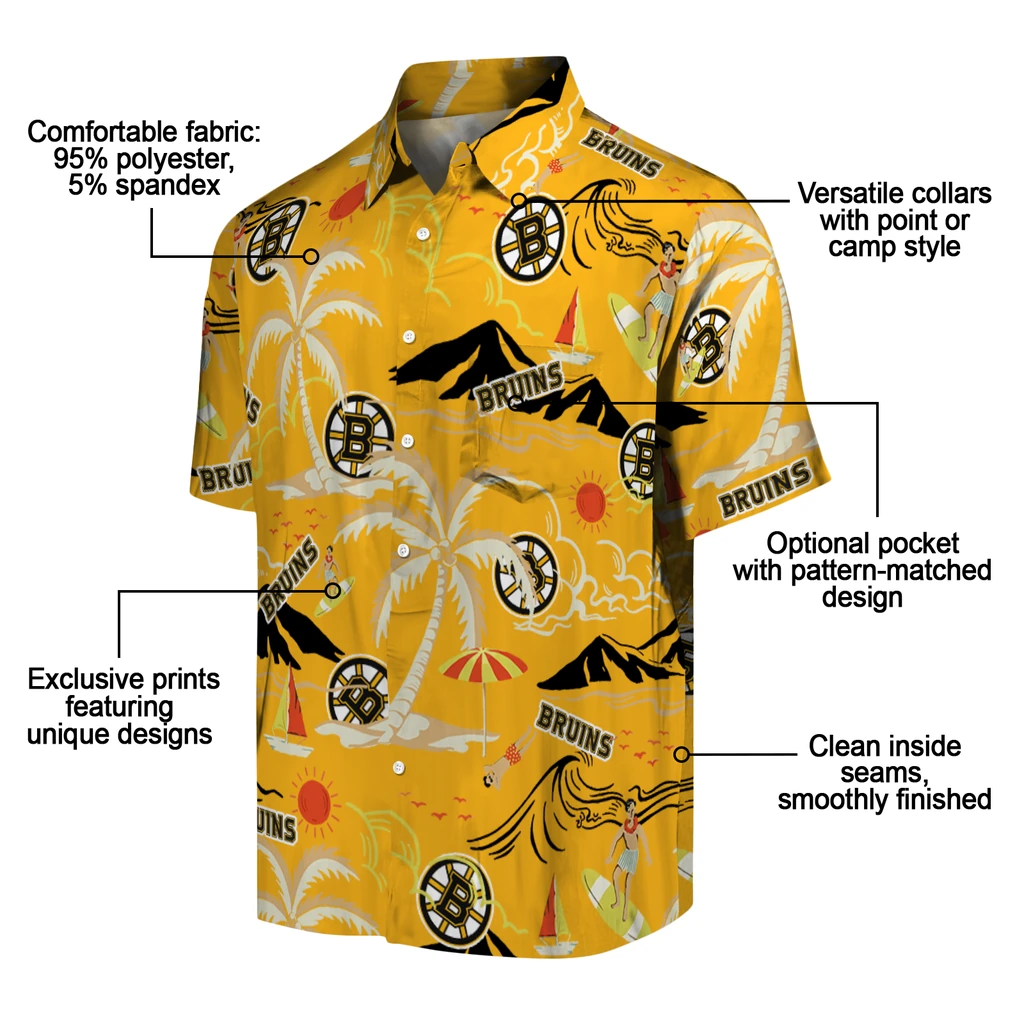 Boston Bruins Hawaiian Shirt - Palm Tree Island 5 Boston Bruins Hawaiian Shirt - Palm Tree Island - Image 5
