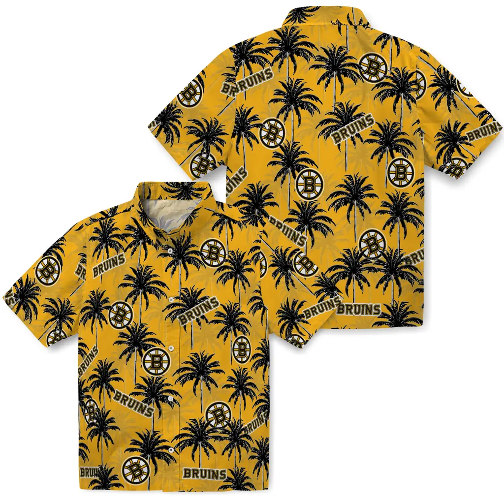 Boston Bruins Hawaiian Shirt - Palm Tree Motif 3 Boston Bruins Hawaiian Shirt - Palm Tree Motif - Image 3