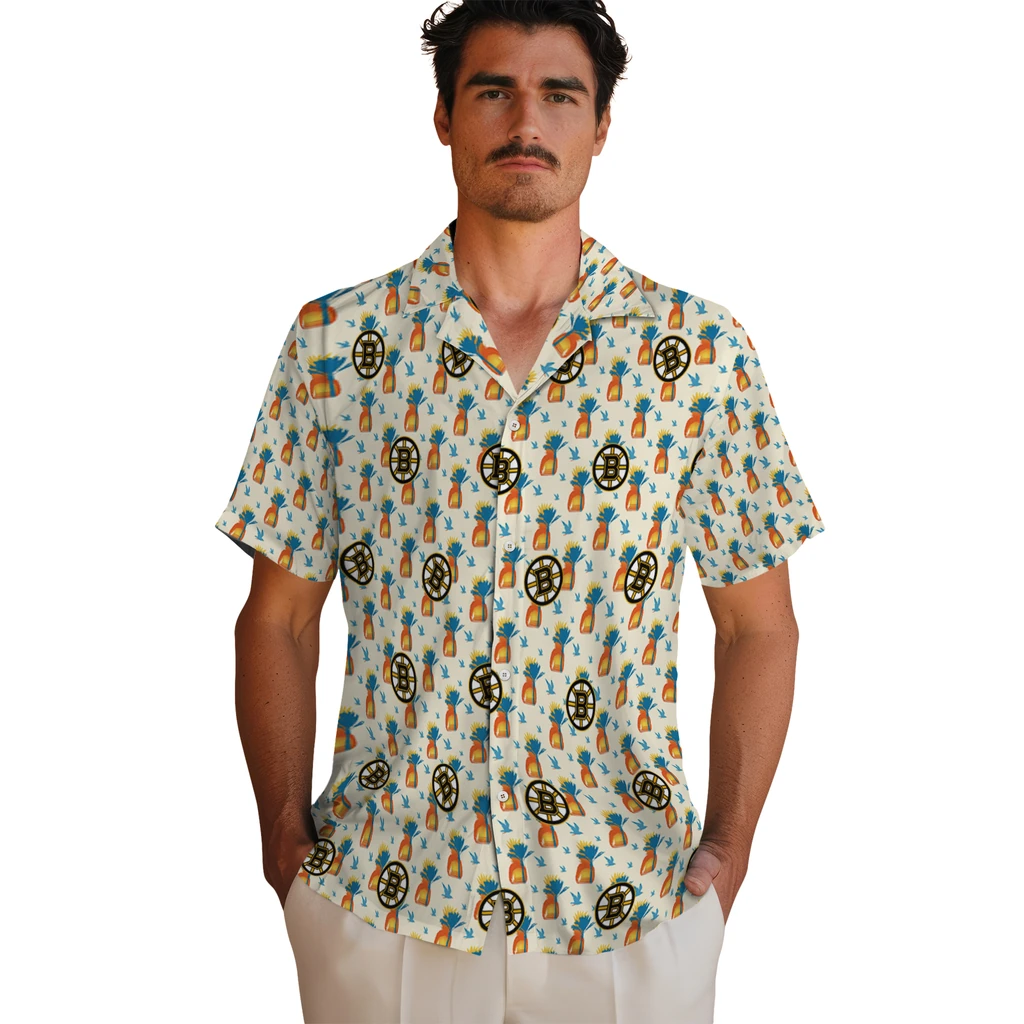 Boston Bruins Hawaiian Shirt - Pineapple Delight 2 Boston Bruins Hawaiian Shirt - Pineapple Delight - Image 2