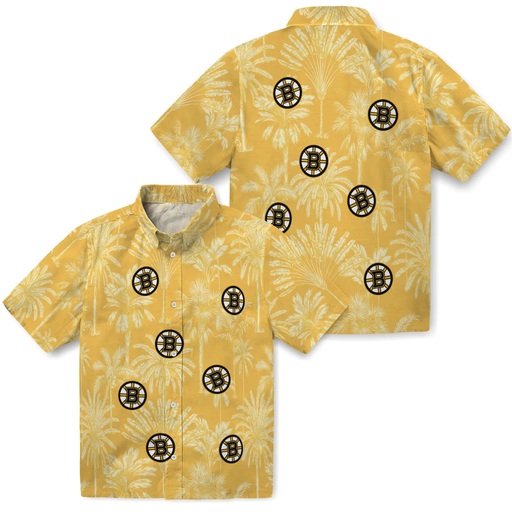 Boston Bruins Hawaiian Shirt - Vintage Palm Tree 3 Boston Bruins Hawaiian Shirt - Vintage Palm Tree - Image 3