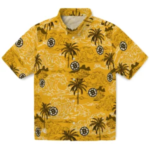 Boston Bruins Hawaiian Shirt - Wave Palm