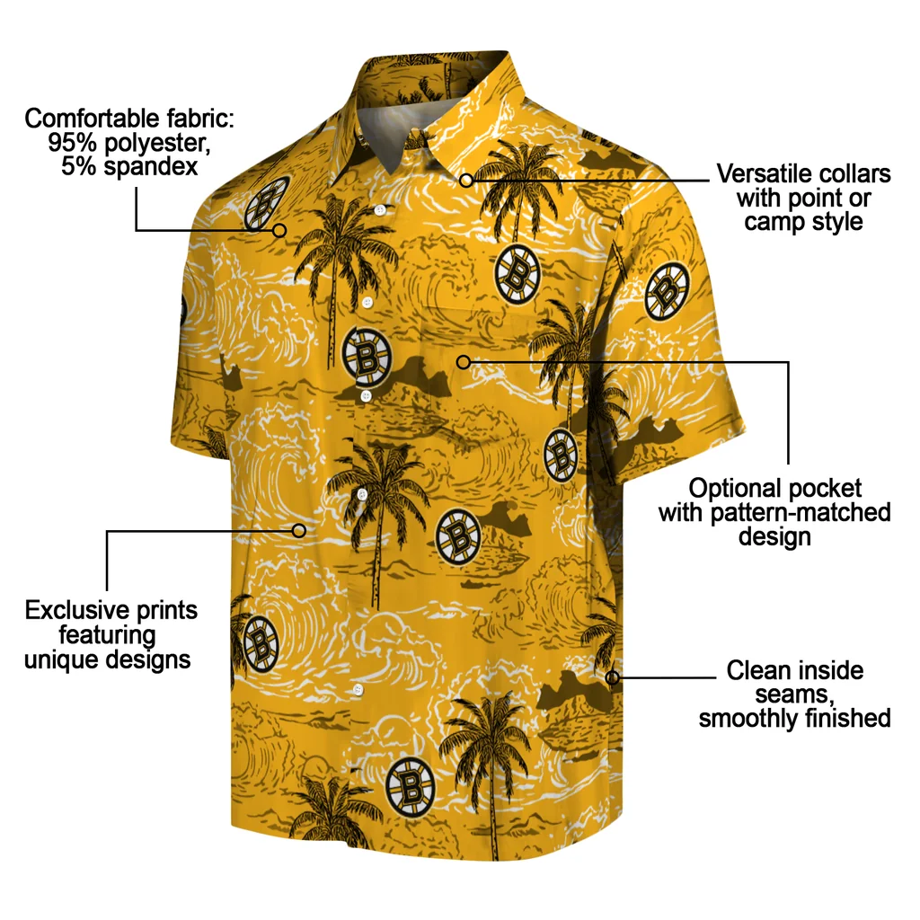 Boston Bruins Hawaiian Shirt - Wave Palm 5 Boston Bruins Hawaiian Shirt - Wave Palm - Image 5