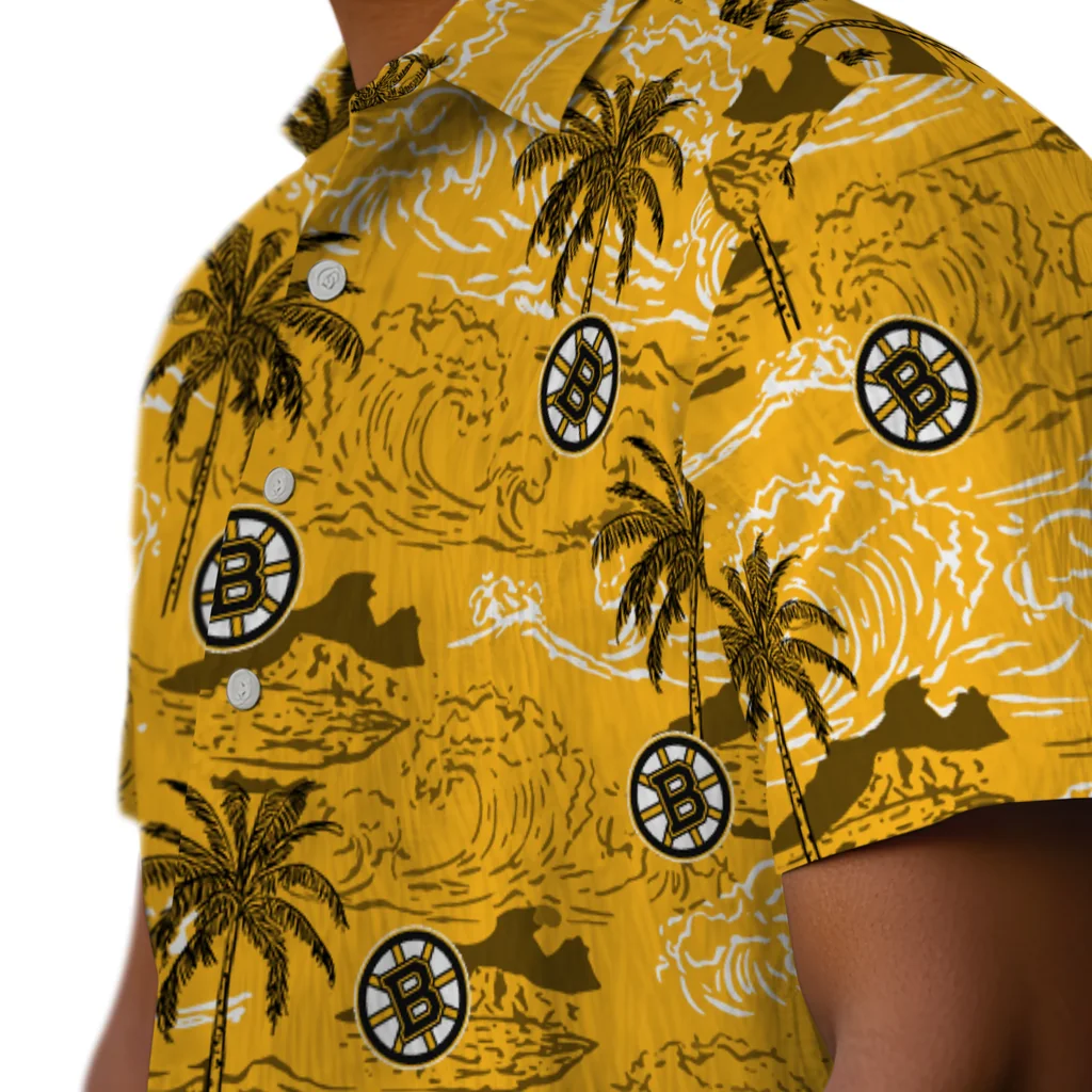 Boston Bruins Hawaiian Shirt - Wave Palm 8 Boston Bruins Hawaiian Shirt - Wave Palm - Image 8