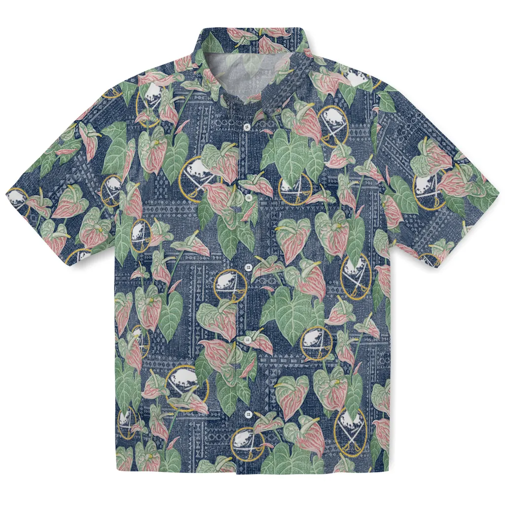 Buffalo Sabres Hawaiian Shirt - Anthurium Overlay 1 Buffalo Sabres Hawaiian Shirt - Anthurium Overlay