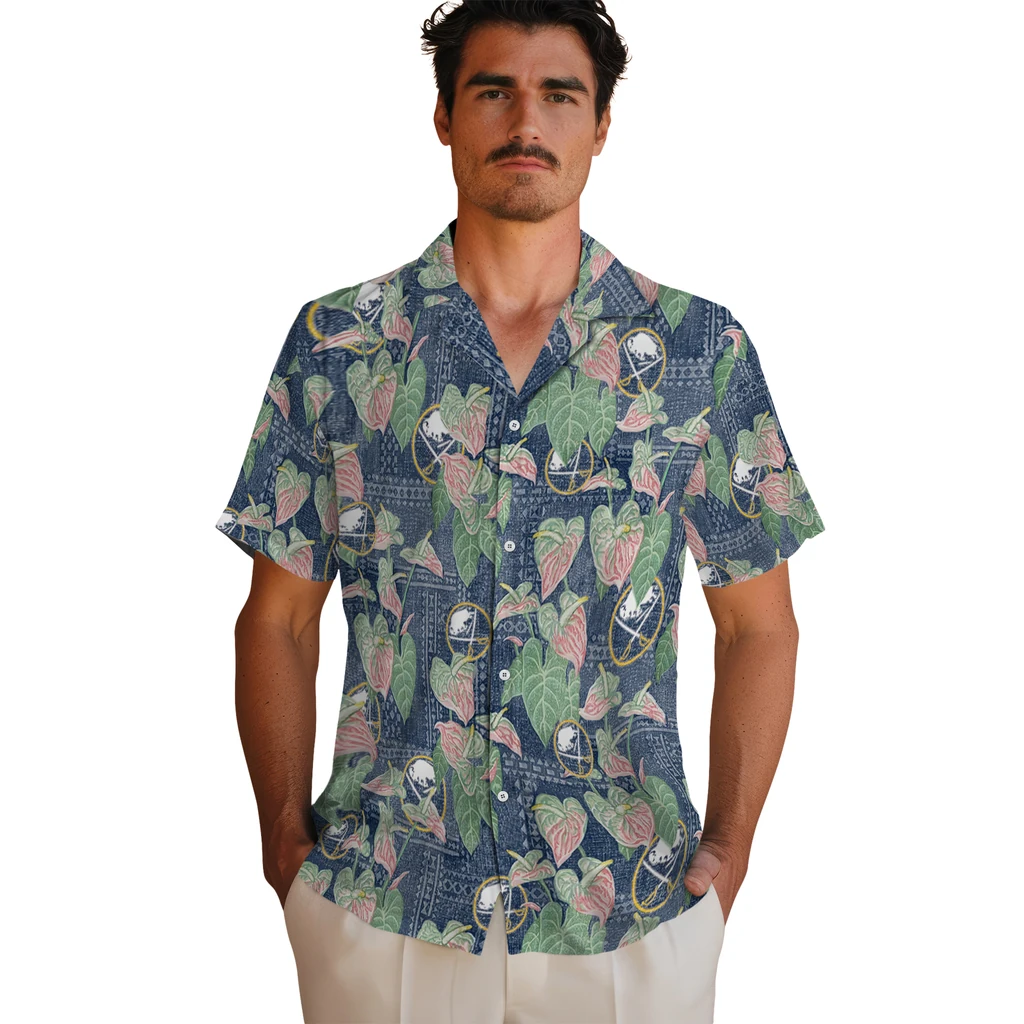 Buffalo Sabres Hawaiian Shirt - Anthurium Overlay 2 Buffalo Sabres Hawaiian Shirt - Anthurium Overlay - Image 2
