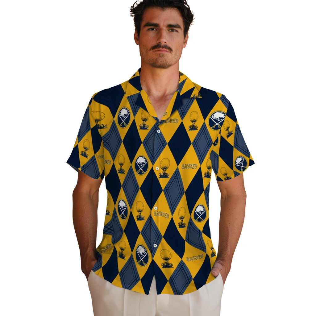 Buffalo Sabres Hawaiian Shirt - Golfing Plaid 2 Buffalo Sabres Hawaiian Shirt - Golfing Plaid - Image 2